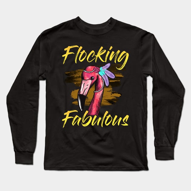 Cute & Funny Flocking Fabulous Flamingo- puns are life Long Sleeve T-Shirt by theperfectpresents